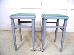 Vintage Retro 1950s 1960s Centa Kitchen Formica Painted grey restored Stools B