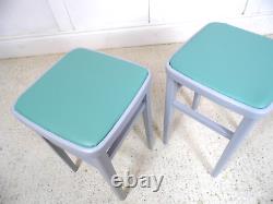 Vintage Retro 1950s 1960s Centa Kitchen Formica Painted grey restored Stools B