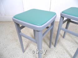 Vintage Retro 1950s 1960s Centa Kitchen Formica Painted grey restored Stools B