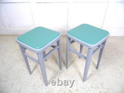 Vintage Retro 1950s 1960s Centa Kitchen Formica Painted grey restored Stools B