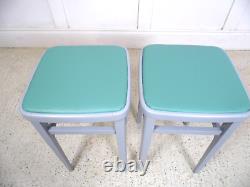 Vintage Retro 1950s 1960s Centa Kitchen Formica Painted grey restored Stools B