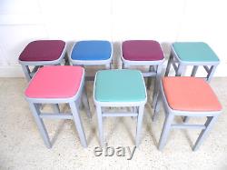 Vintage Retro 1950s 1960s Centa Kitchen Formica Painted grey restored Stools B