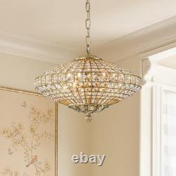 Vintage Retro 4-Light Chandelier Crystal Brass Pendant Lighting For Dining Room