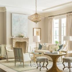 Vintage Retro 4-Light Chandelier Crystal Brass Pendant Lighting For Dining Room