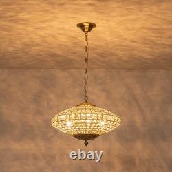 Vintage Retro 4-Light Chandelier Crystal Brass Pendant Lighting For Dining Room