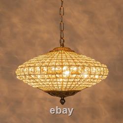 Vintage Retro 4-Light Chandelier Crystal Brass Pendant Lighting For Dining Room