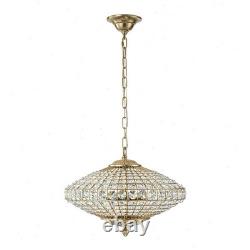 Vintage Retro 4-Light Chandelier Crystal Brass Pendant Lighting For Dining Room