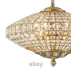 Vintage Retro 4-Light Chandelier Crystal Brass Pendant Lighting For Dining Room