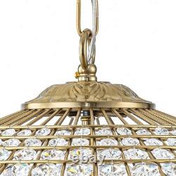 Vintage Retro 4-Light Chandelier Crystal Brass Pendant Lighting For Dining Room