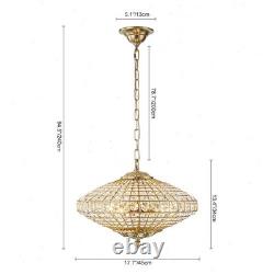 Vintage Retro 4-Light Chandelier Crystal Brass Pendant Lighting For Dining Room