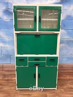 Vintage Retro 50's 60's Kitchenette Larder Unit Cabinet in Green and White