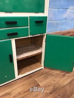 Vintage Retro 50's 60's Kitchenette Larder Unit Cabinet in Green and White