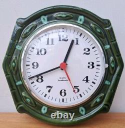 Vintage Retro 60s FAT LAVA West German Pottery Green Ceramic Battery Wall Clock