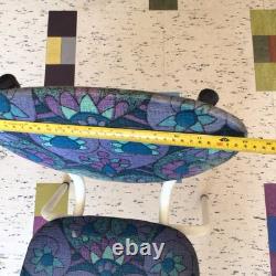 Vintage Retro 60s Kitchen Dining Chair Barkcloth Floral Kitsch Fabric Seat Blue