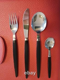 Vintage Retro 60s mid-century stainless steel 24 pc cutlery set in original case