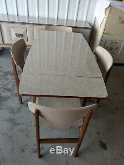 Vintage Retro Amazing Rare Unique Extending Kitchen Table 4 Dining Chairs Seats