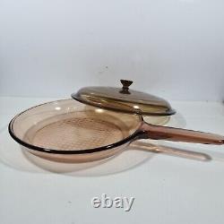 Vintage Retro Amber Glass 10 Piece Pan Set. Corning France VISION