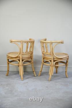 Vintage Retro Bamboo & Cane Table & Chairs Set Kitchen Dining Small Space