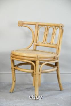 Vintage Retro Bamboo & Cane Table & Chairs Set Kitchen Dining Small Space