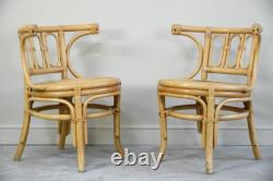 Vintage Retro Bamboo & Cane Table & Chairs Set Kitchen Dining Small Space
