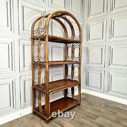 Vintage Retro Bamboo Rattan Shelves Cane Wicker Bookcase Boho Tiki Shelf