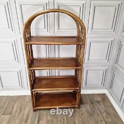 Vintage Retro Bamboo Rattan Shelves Cane Wicker Bookcase Boho Tiki Shelf