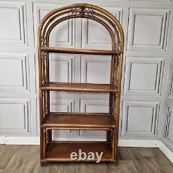 Vintage Retro Bamboo Rattan Shelves Cane Wicker Bookcase Boho Tiki Shelf