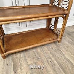 Vintage Retro Bamboo Rattan Shelves Cane Wicker Bookcase Boho Tiki Shelf