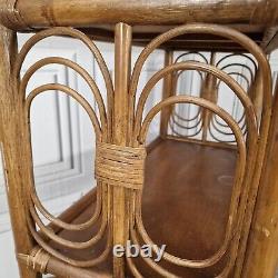 Vintage Retro Bamboo Rattan Shelves Cane Wicker Bookcase Boho Tiki Shelf