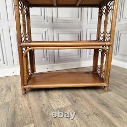 Vintage Retro Bamboo Rattan Shelves Cane Wicker Bookcase Boho Tiki Shelf