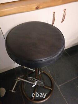 Vintage Retro Bar Stool with Bicycle Pedal Real Leather suitable Kitchen Bar Pub
