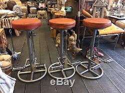 Vintage Retro Bike Chain Pedal Bar Stool Chair Leather Seat Unique Kitchen