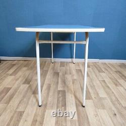 Vintage Retro Blue Formica Top Kitchen Table with Metal Legs Mid Century