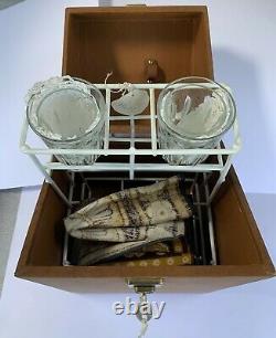 Vintage Retro Brexton Drinks Picnic Caddy Travel Drinks Set in Case With Key