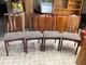 Vintage Retro Brown Wooden High Back Kitchen Dining Chairs X 4 With Fabric Seats