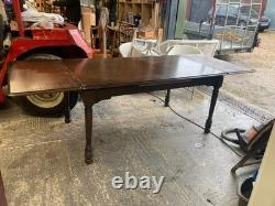 Vintage Retro Brown Wooden Rectangular Extending Kitchen Dining Table