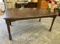 Vintage Retro Brown Wooden Rectangular Extending Kitchen Dining Table