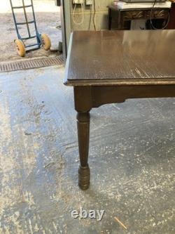 Vintage Retro Brown Wooden Rectangular Extending Kitchen Dining Table