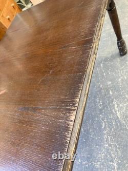 Vintage Retro Brown Wooden Rectangular Extending Kitchen Dining Table