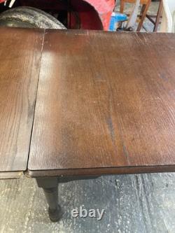 Vintage Retro Brown Wooden Rectangular Extending Kitchen Dining Table
