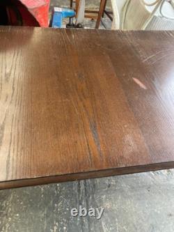 Vintage Retro Brown Wooden Rectangular Extending Kitchen Dining Table