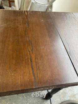 Vintage Retro Brown Wooden Rectangular Extending Kitchen Dining Table