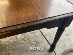 Vintage Retro Brown Wooden Rectangular Extending Kitchen Dining Table