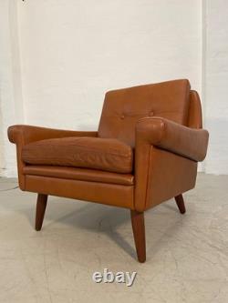 Vintage Retro Danish Mid-century Svend Skipper Cognac Leather Club Chair