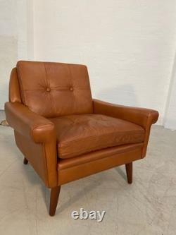 Vintage Retro Danish Mid-century Svend Skipper Cognac Leather Club Chair