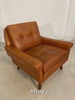 Vintage Retro Danish Mid-century Svend Skipper Cognac Leather Club Chair