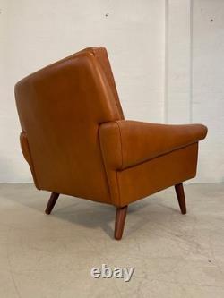 Vintage Retro Danish Mid-century Svend Skipper Cognac Leather Club Chair