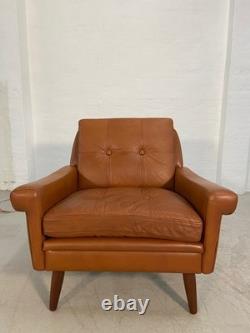 Vintage Retro Danish Mid-century Svend Skipper Cognac Leather Club Chair