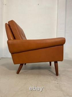 Vintage Retro Danish Mid-century Svend Skipper Cognac Leather Club Chair