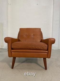 Vintage Retro Danish Mid-century Svend Skipper Cognac Leather Club Chair